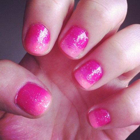 Uñas Degradé con Glitter